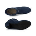 thumbnail image 3 of BLISSFUL STEP Women's Ankle Boots Faux Suede Chunky Heel Side Zipper Slouch Shaft Boots Navy Blue 9, 3 of 5