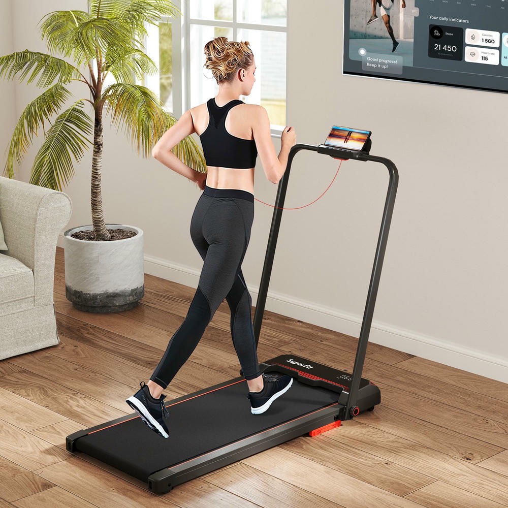Barara King 3 in 1 Walking Treadmill with Remote Control and LED Display, Foldable Treadmill for Home Office, Home Gym, Red