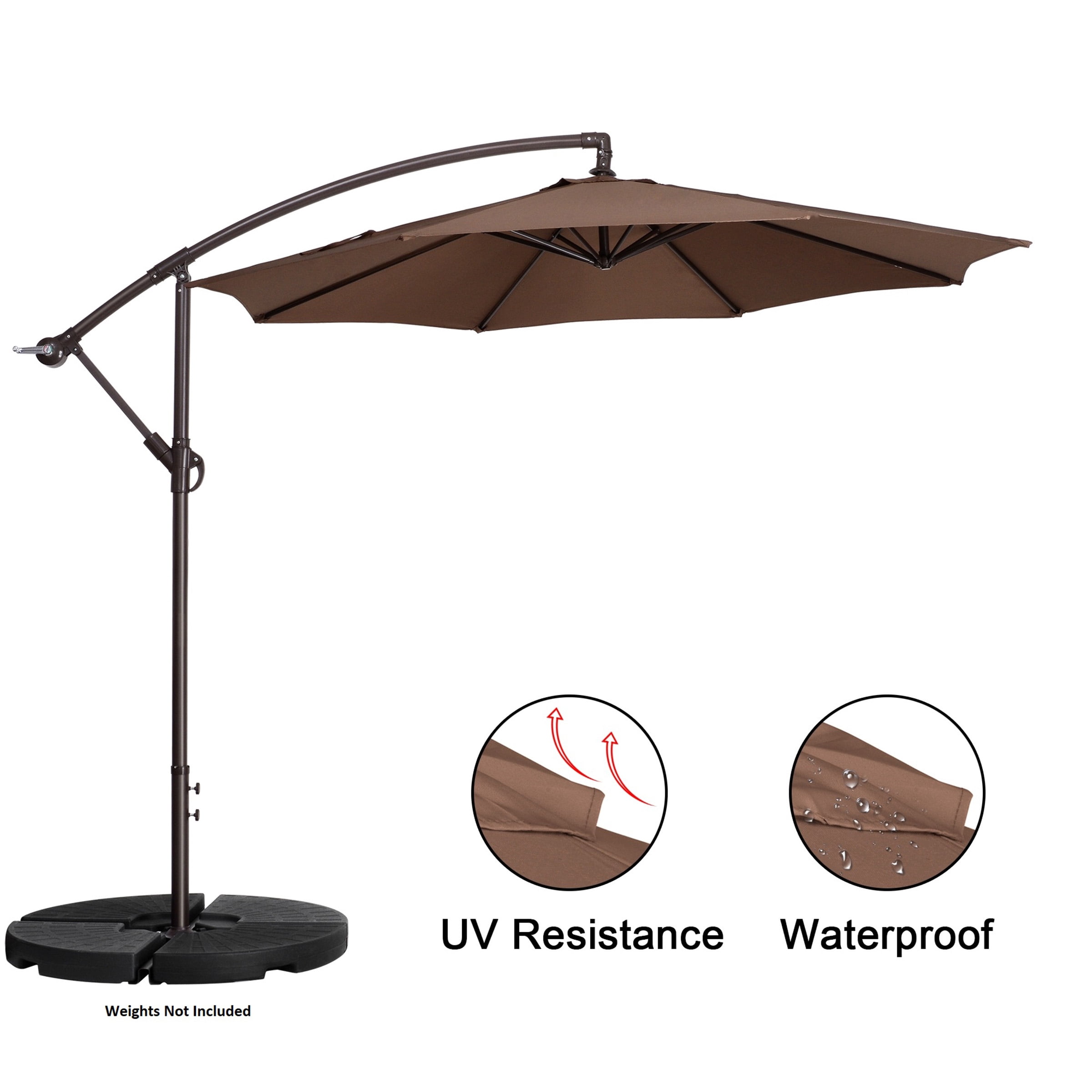 Cantilever Umbrella - 10FT Offset Outdoor Patio Umbrella with Tilt, Brown