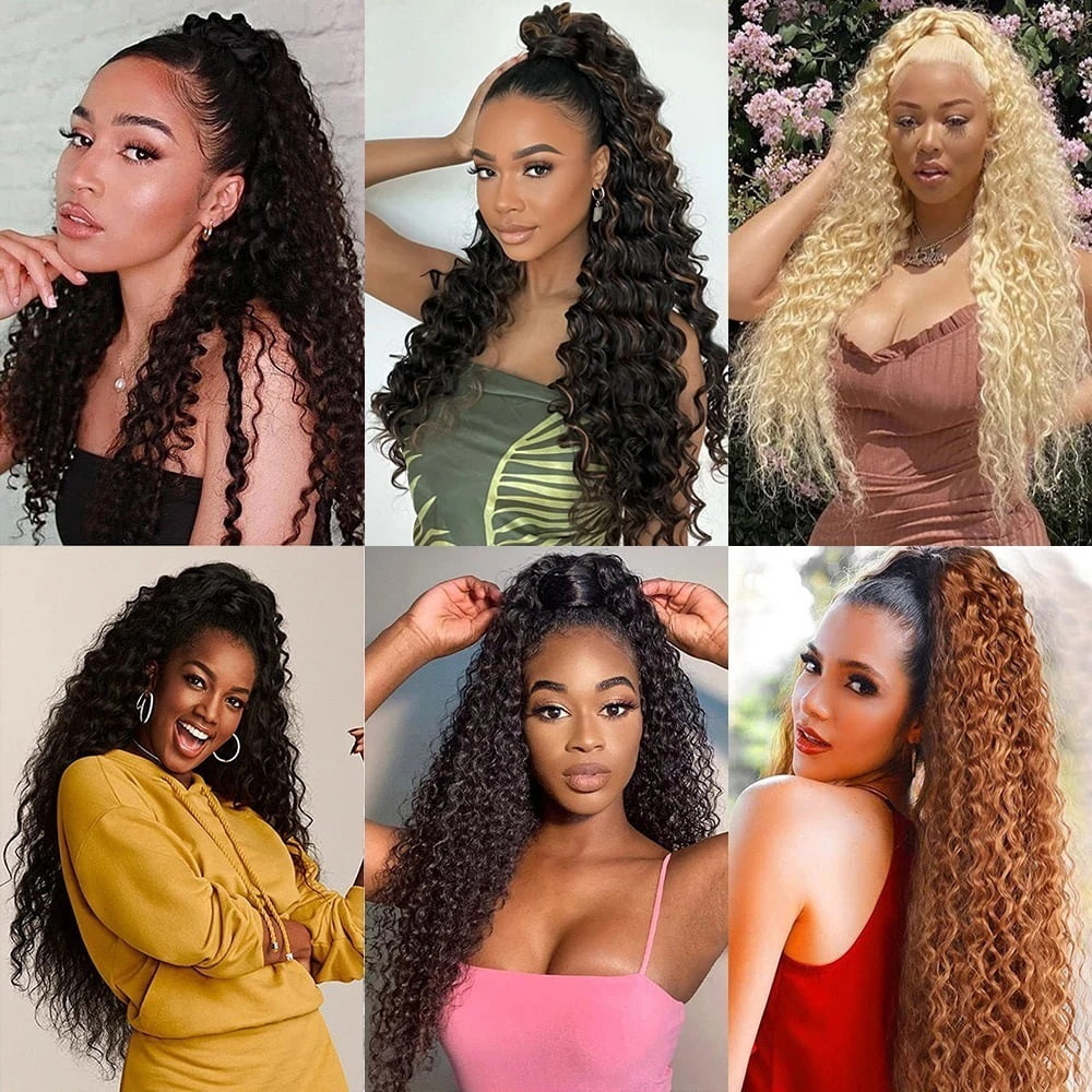 Ponytail Extension, 8"-28" Claw Clip in Ponytail Extensions Long Kinky Curly Ponytail Hair Extension Jaw Clip on Pony Tails Hairpiece for Women