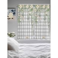 thumbnail image 3 of Watercolor Floral Bathroom Window Curtain, Spring Flowers Leaves Plants Gray Plaid Light Filtering Coffee Kitchen Curtains, Bedroom Living Room Curtains 2 Panel 84"x63", 3 of 6