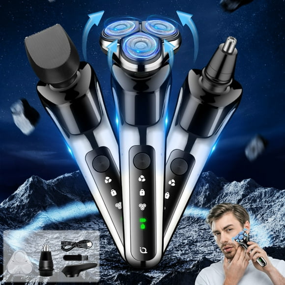 Electric Shaver for Men | 2024 Upgraded Dual Replacement Heads | Floating 3-Head Rotary | LED Display | IPX7 Waterproof | Wet/Dry Use | USB Rechargeable | Stainless Steel Blades | 120 Min Runtime |