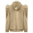 thumbnail image 6 of Wangmeiwg Women's Sweatshirts Women Casual Puff Sleeve Drawstring Hooded Pullover Sweatshirt Loose Fit Solid Long Sleeve Shirt Fall Fashion Comfort Wear Beige S, 6 of 6