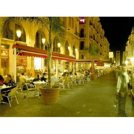 Outdoor Restaurants at Night in Downtown Area of Central District, Beirut, Lebanon, Middle East Print Wall Art By Gavin