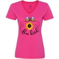 thumbnail image 3 of Inktastic Bee Kind Bees and Sunflower Women's V-Neck T-Shirt, 3 of 5