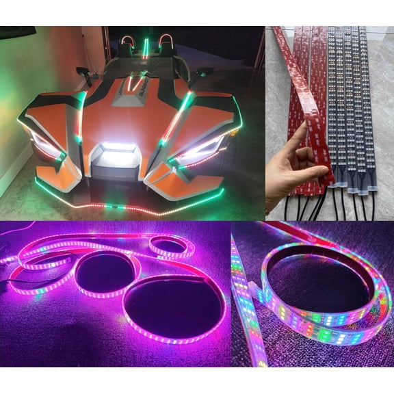 Tzvmny Lighting Factory - Triple Row 10PCS 3FT 36" Dream Color CHASING LED For Polaris Slingshot Car Underglow Light Strips Bluetooth APP  Remote Control Waterproof