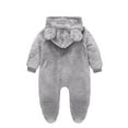 thumbnail image 3 of born Baby Fleece Footie Snowsuit Winter Bunting Onesie Cartoon Warm Hooded Romper Jumpsuit Outfits For Girls Boys Pajama Onesie for Baby Girls 06-Light Gray 73, 3 of 3
