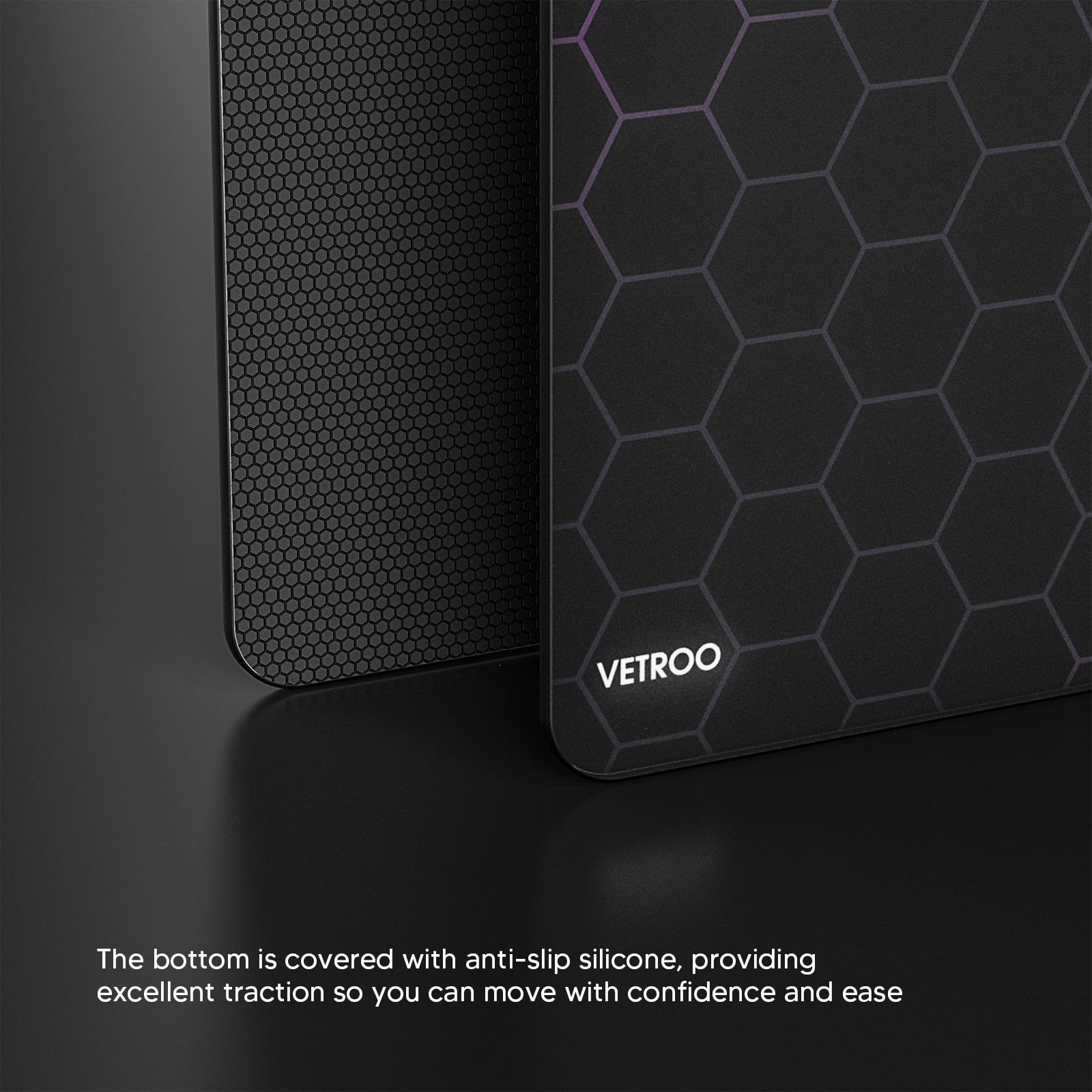 Vetroo GMP300 Tempered Glass Gaming Mouse Pad, Micro-Etched 3mm Tempered Glass with Silicone Anti-Slip Base, Multi-Layer Curing, Smooth Operation for Esport & Work - Black