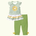 thumbnail image 5 of Yuncity Girls Summer Outfits 2 Piece Set Floral Print Short Sleeve Top With Ruffle Sleeves And Elastic Waist Pants Toddler Kids Casual Clothes Size 9-10 Years Green, 5 of 5