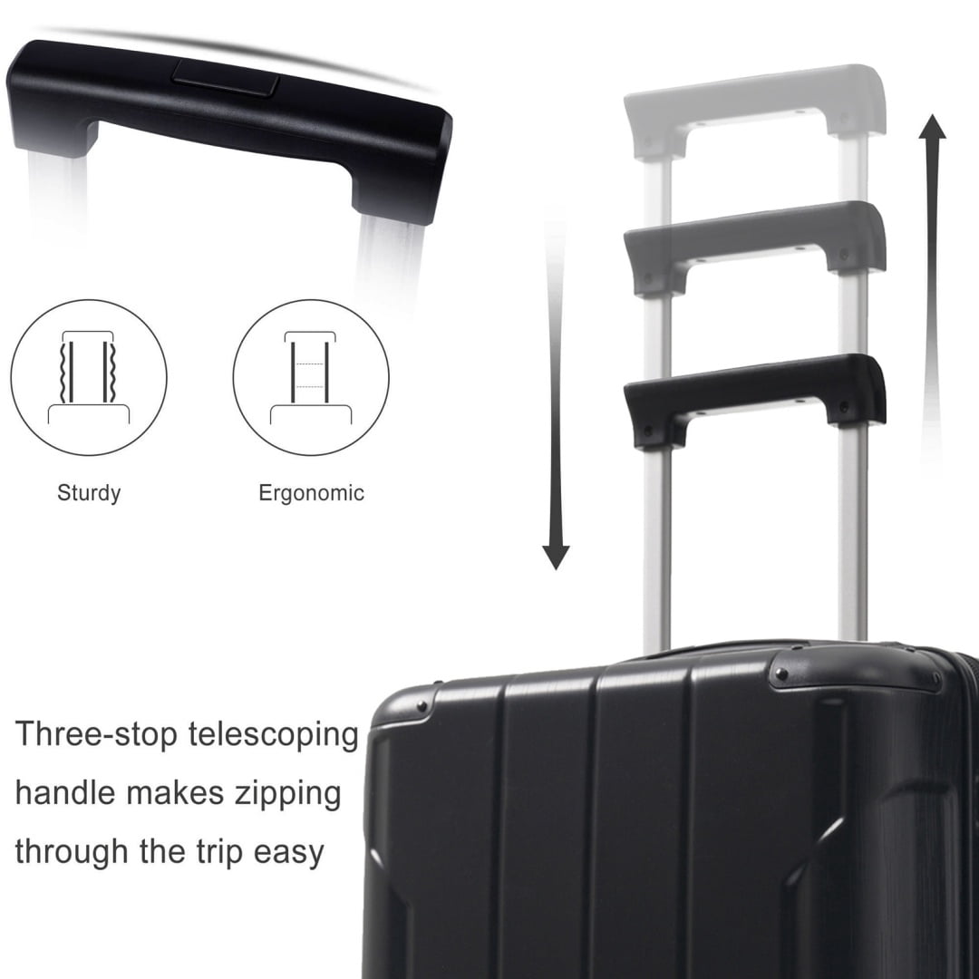 Yougu 28" Lightweight Hardshell Luggage ABS Suitcases with Double Wheels, Expandable Checked , ( Black)