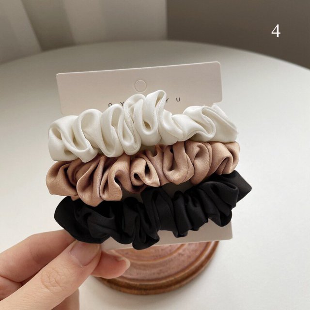 Banda elástica de seda satinada para el cabello para mujer y niña, bandas de goma sólidas, accesorios para el cabello femenino, 3 unidades por juego