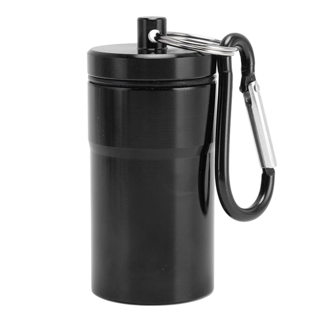 Small Storage Tube, Sturdy and Lasting Aluminum Alloy Lightweight Design Keychain Container Whistle Rope for Travel for Hooks Cables Seasonings Black,Red,Silver