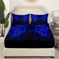 thumbnail image 3 of Erosebridal Blue Plaid Bed Sheets Set Queen Size,Geometric Buffalo Bedding Sets Queen Size,Futuristic Cubes Bed Sheets Queen,Breathable Male Room Decor,4 Pieces, 3 of 7