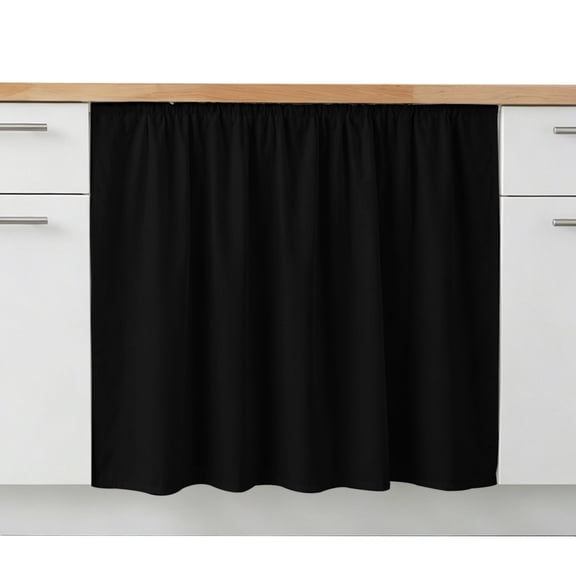 Cabinet Curtains for Shelves, Black Under Sink Cabinet Curtain Skirt for Mini Cabinets, Small Storage Spaces, Solid Color Farmhouse Black Decorative Dishwasher Curtain Table Skirts 10x11 in