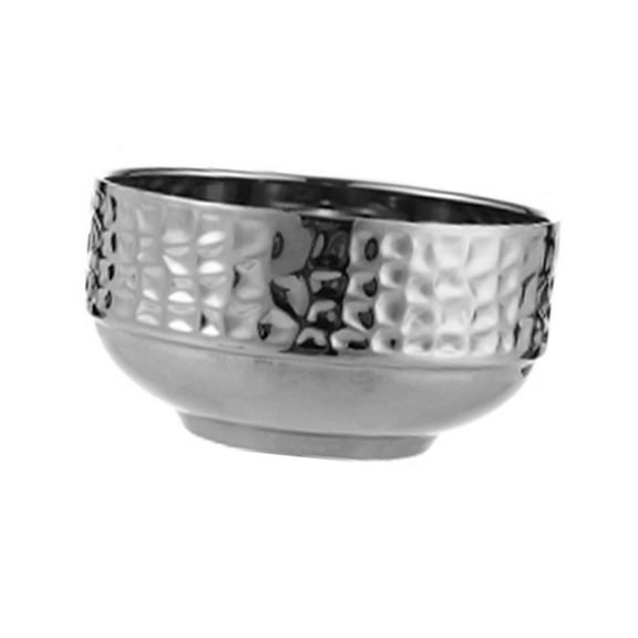 Stainless Steel Bowl With Hammered Surfaces And Double Wall Insulation For Hot Food Dishwasher Safe Dining Essential