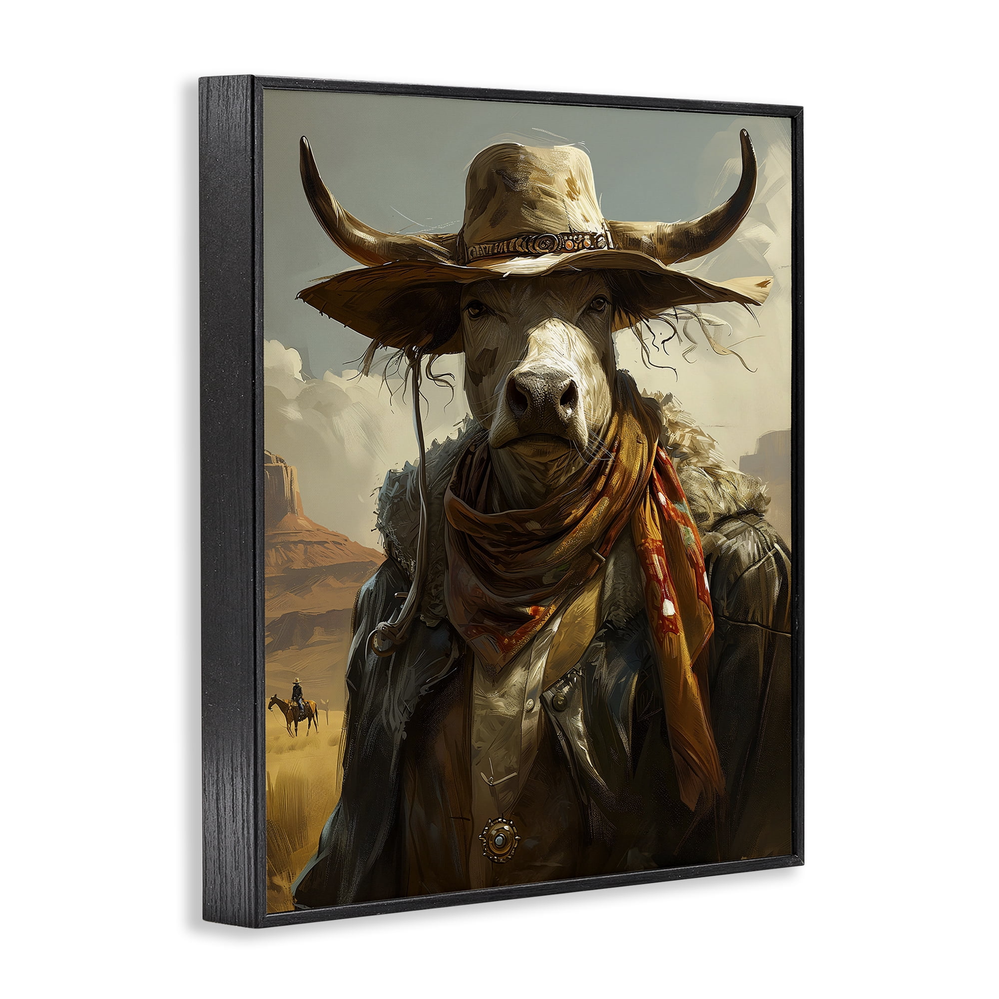 Stupell Industries Rustic Cattle Cowboy Novelty Painting Black Framed Art Print Wall Art, 24 x 30