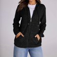 thumbnail image 5 of Sweaters for Women Long Sleeve Knitted Zip Up Hoodies Ribbed Pullover Loose Casual Sweatshirts with Pocket Black XL, 5 of 9