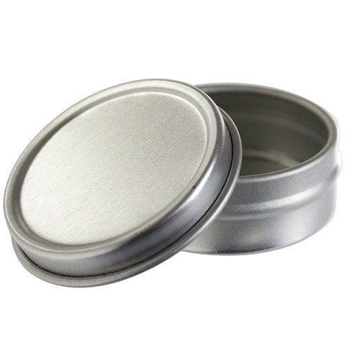 JUVITUS Silver Metal Tin Container with Lid .25 oz (12 Pack