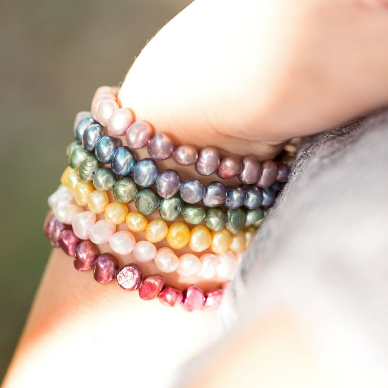Silver Dyed Freshwater Cultured Freshwater Pearl Stretch Bracelet Silver Dyed Freshwater Cultured Freshwater Pearl Stretch Bracelet