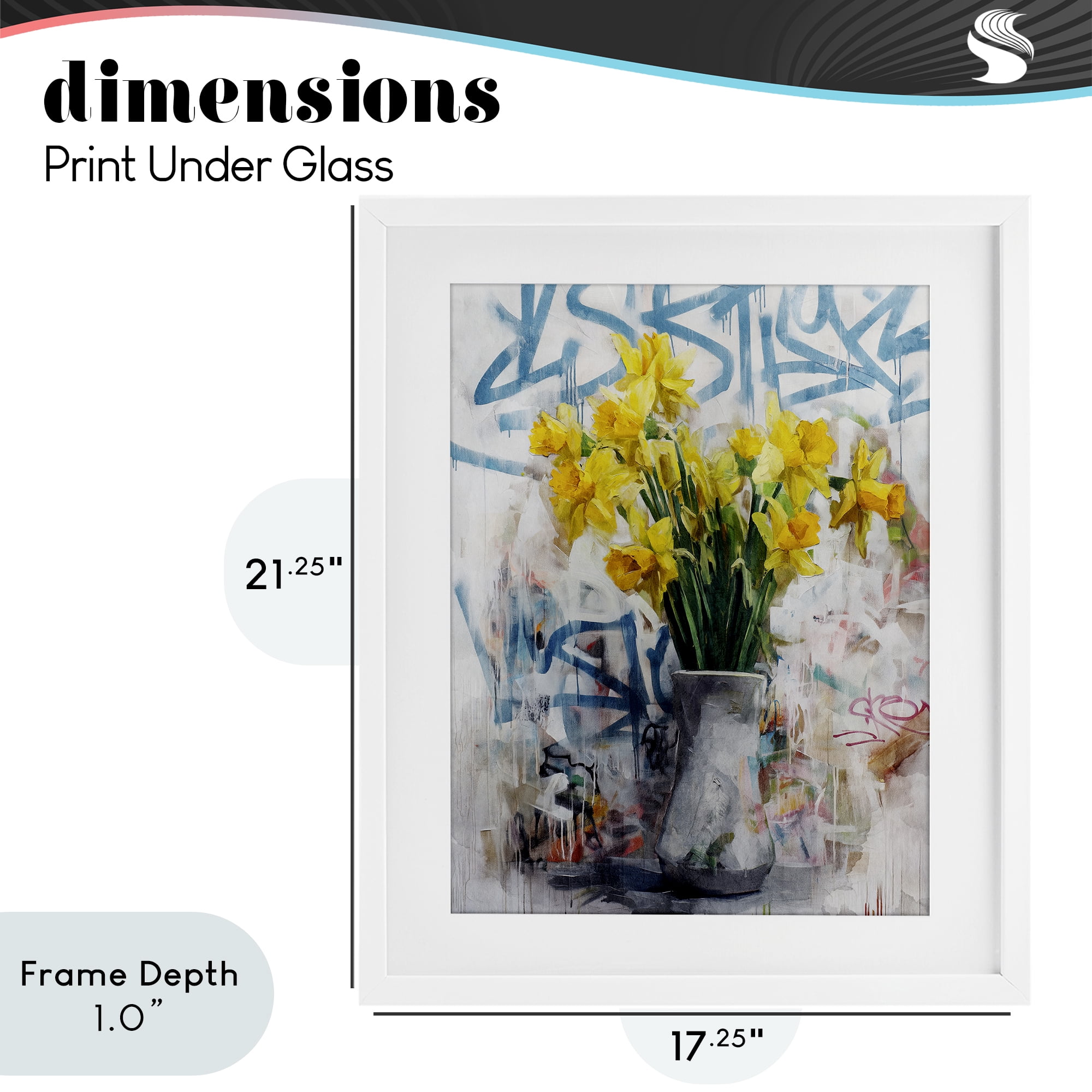 Stupell Industries Color Clash Daffodils & Graffiti White Framed Print Under Glass, design by Svetlana Aleynikova