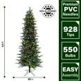 thumbnail image 3 of Fraser Hill Farm 6.5 Ft. Carmel Pine Slim Artificial Christmas Tree with Multi-Color LED String Lighting, 3 of 10