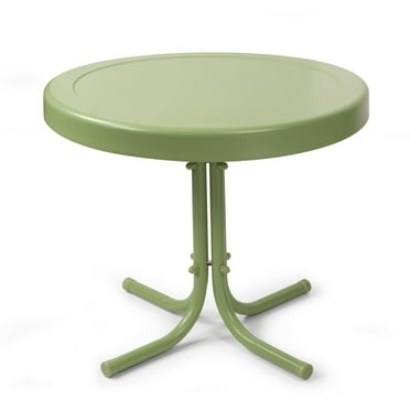 HomeStock Contemporary Cool Outdoor Metal Side Table White Satin