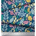 thumbnail image 3 of Soimoi Blue Cotton Jersey Fabric Artistic Leaf & Floral Print Fabric by the Yard 58 Inch Wide, 3 of 3