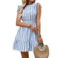 thumbnail image 7 of Bxsruta Women's Casual Short Sleeve V-Neck Dress Soft Stretchy Knit Knee Length Fit for Spring Summer, 7 of 7
