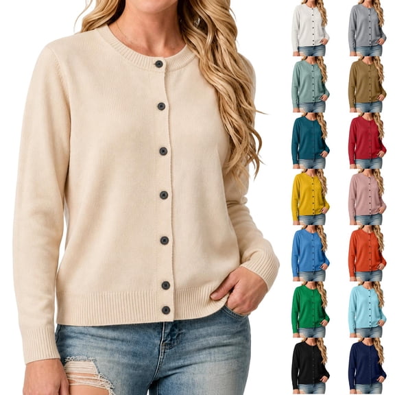 Garbnen Women Sweaters Cardigan Lightweight Long Sleeve Button Sweaters for Women Open Front Casual Basic Knitted Womens Sweaters Black XXL