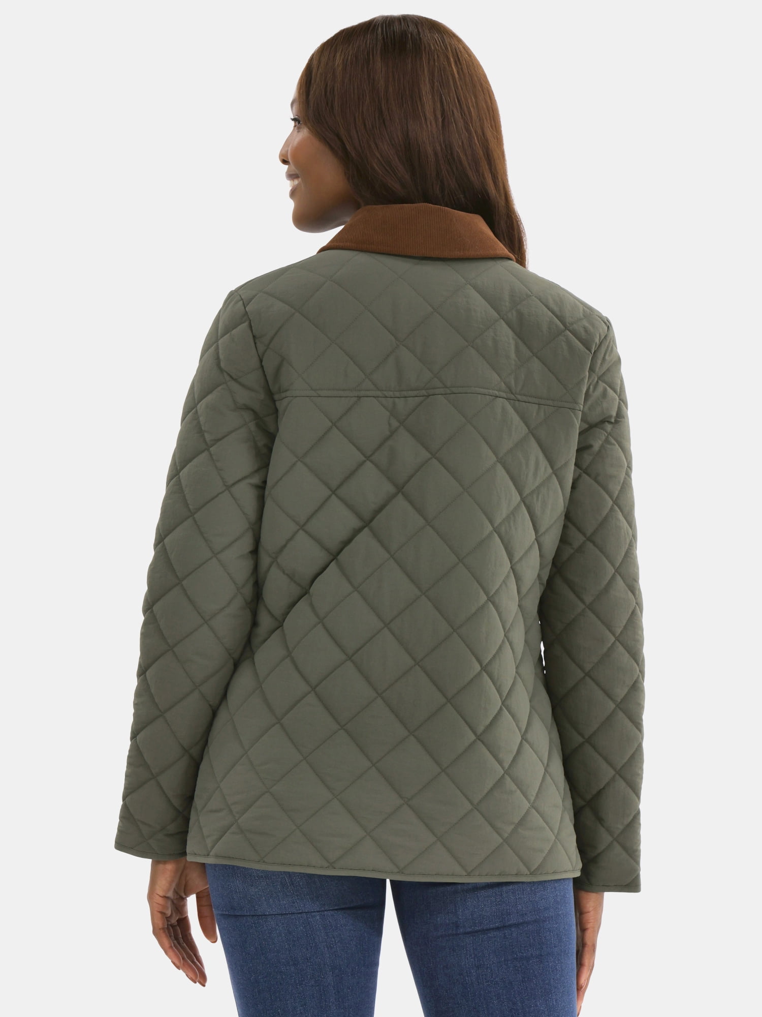 Time and Tru Women's Quilted Barn Coat, Midweight, Sizes XS-2X