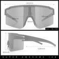 thumbnail image 3 of Color Mirror Lens Oversized Half Rim Sport Rectangle Monoblock Shield Plastic Sunglasses White - Blue Mirror, 3 of 8