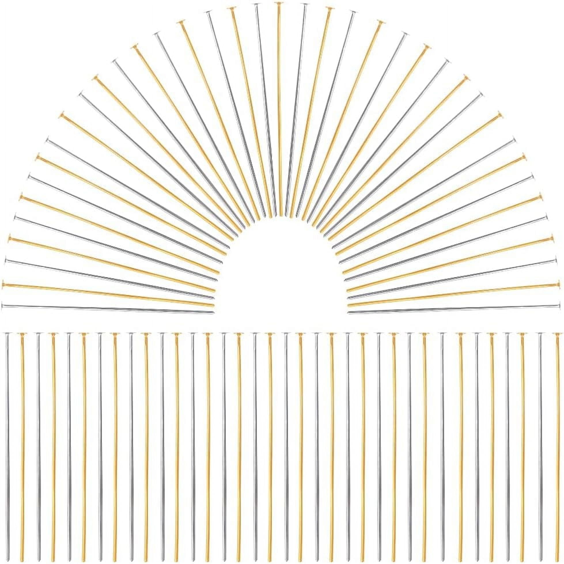 1 Box 600Pcs 50mm Straight Pins Bulk Long Jewelry Pins Flat Pins Brass Flat Headpins Gold Silver for Jewelry Making Accessories Supplies DIY Dangle Earring Crafts Women Adult colorful
