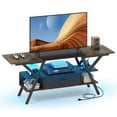 thumbnail image 1 of Costway 3-Tier TV Stand with Power Outlets for 65" TVs, LED Lights & Remote Storage Shelves Brown, 1 of 10