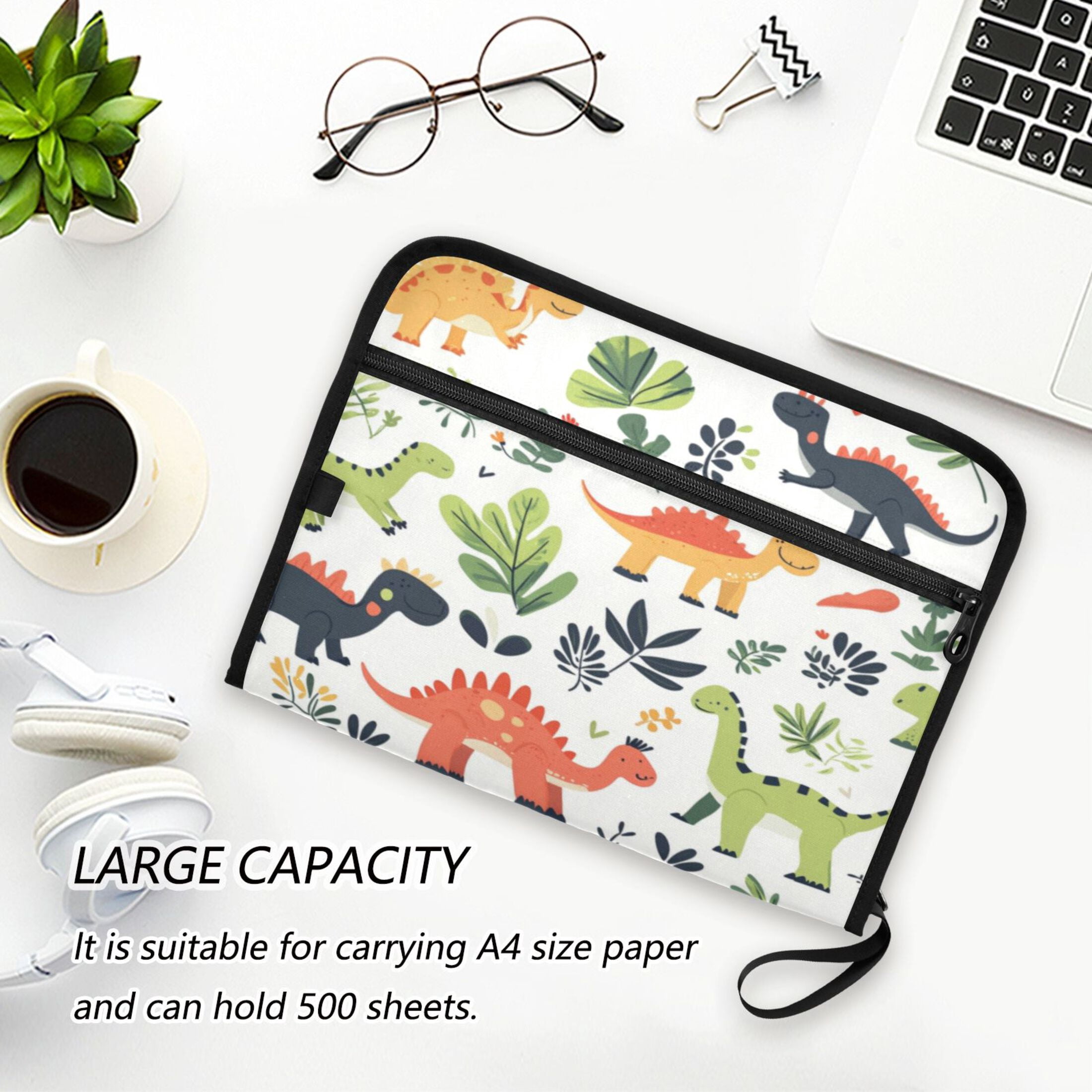 Organ Folder 14.2 x 0.8 x 10.6 Inches 13 Separate Pockets A4 Size Documents Folder A Sort Storage File Manager For The Home Office Colorful Dinosaur Cartoon