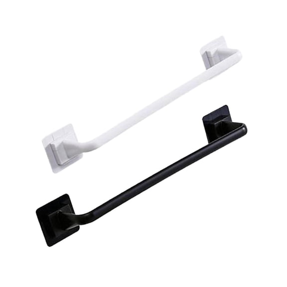 2pcs Waterproof Home Kitchen Wall Over Cabinet Towel Bar Hand Towel Shelf Towel Rail Hanger Self Sticky Strong Carrying Capacity Long White Black
