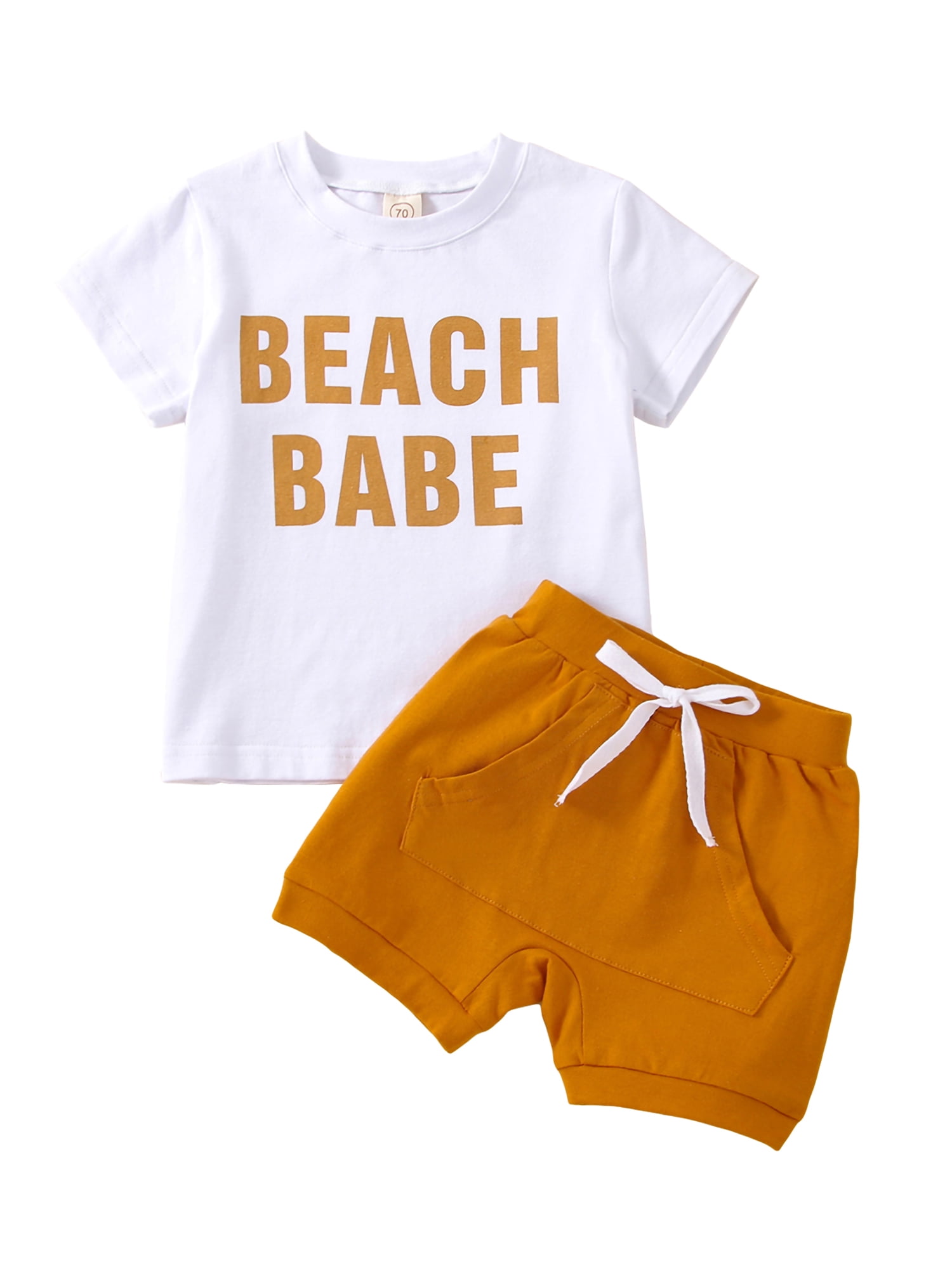 Toddler Girl Clothes 6Months-4T Cute Baby Summer Outfits Sets Sleeve Tshirt Pocket Top Cotton Shorts 2PCS 