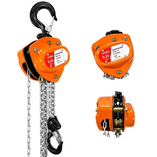 Polipasto de cadena YATOINTO de 1/4 tonelada (550 libras) de capacidad | Mini polipasto de cadena manual de 10 pies | Polipasto manual de cadena con altura libre de 10,2"" | Estructuras de acero de gr