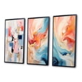 thumbnail image 3 of Designart "Missing You Abstract in Blue and Red" Abstract Painting Framed Wall Art Set Of 3 - Pink Modern Frame Canvas Set For Living Room Decor, 3 of 6