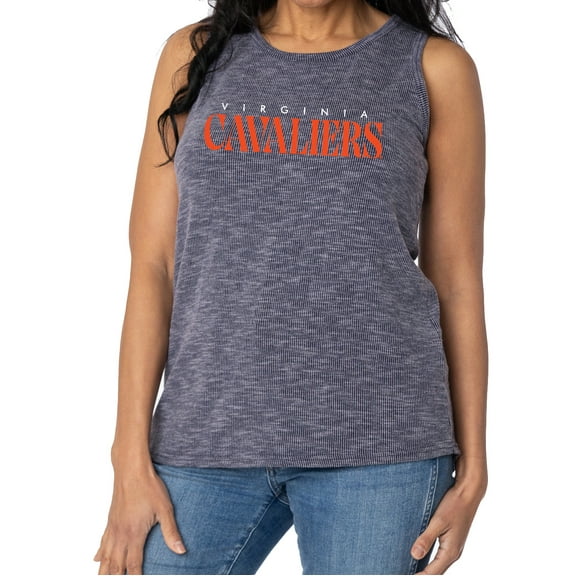 Women's Navy Virginia Cavaliers Blake Sandwash Rib-Knit Tri-Blend Tank Top