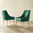 thumbnail image 3 of Modway Discern Upholstered Performance Velvet Dining Chair Set of 2 in Green, 3 of 5