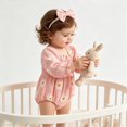 thumbnail image 4 of Gerichy Newborn Baby Girl Clothes Smocked Bubble Romper Headband Outfit Infant Baby Girl Clothing Daily 6-24 Months, 4 of 7