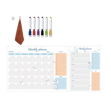 

Lohuatrd Refrigerator Magnetic Calendar with Pens Kit Scratch-proof Dry-Erase Fridge Calendar Whiteboard Weekly Planner