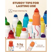 Jupitearth 24Ct Vibrant Washable Dual Tip Markers with Portable Case,Broad & Round Tip,Easy-Grip Design for Little Hands,Art Supplies