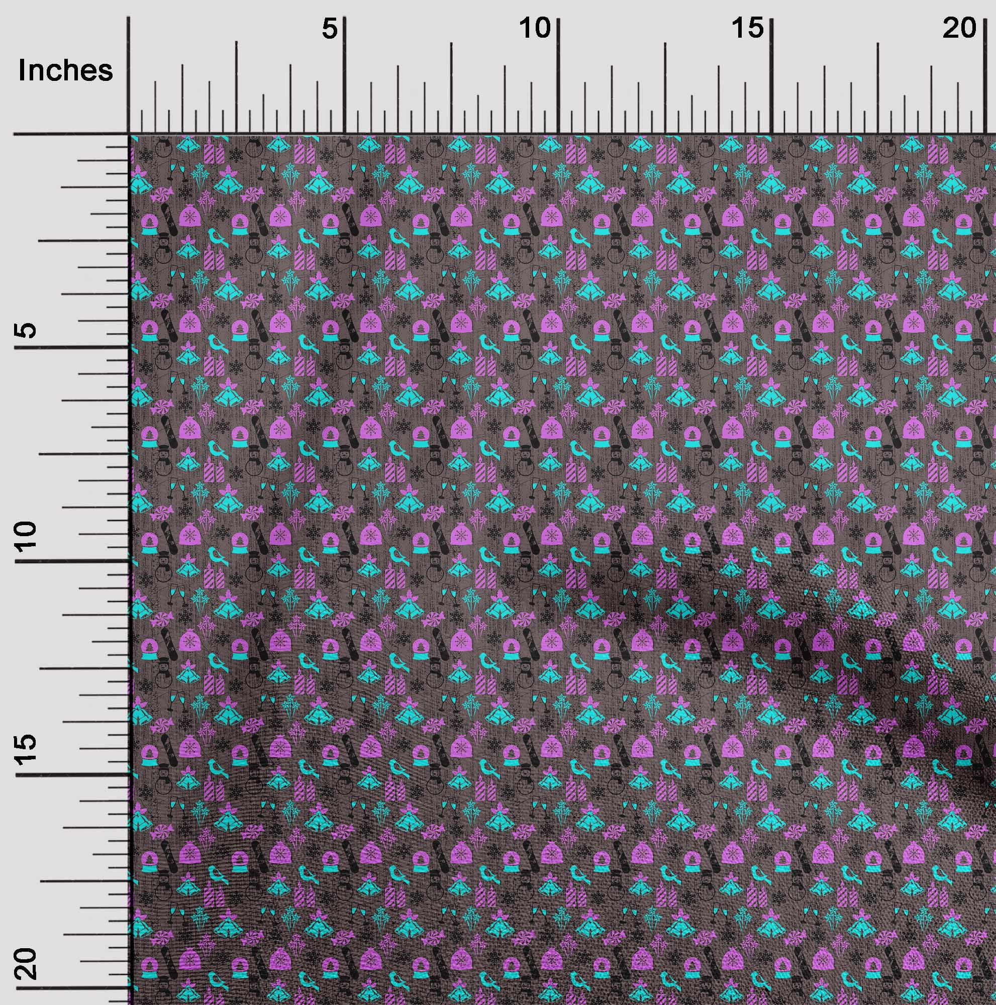oneOone Cotton Cambric Gray Fabric Christmas Craft Projects Decor Fabric Printed By The Yard 42 Inch Wide