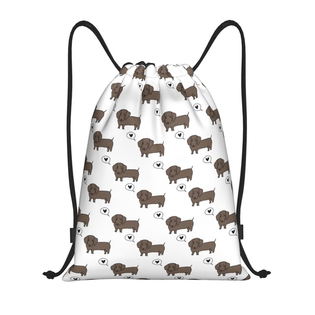 Lukts Dachshund Dog Pattern Drawstring Backpack Bag Sport Gym Sackpack,String Backpack Sport Bag Sack,Cinch Tote Gym Backpack-Small