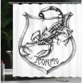 thumbnail image 3 of Ambesonne Zodiac Shower Curtain, Black and White Scorpio, 69"Wx75"L, Black White, 3 of 4