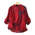 thumbnail image 2 of WEAIXIMIUNG Chemise en Lin à Col Rond Imprimé Boutons pour Femmes pour la Saint-Valentin Printemps et Été, 2 of 4
