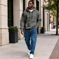 thumbnail image 3 of Domuza Leopard Graphic Sweatshirts for Men Funny Fashion Novelty Long Sleeve Drawstring Loose Hoodie Pullover with Pocket, 3 of 4