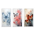 thumbnail image 2 of Designart "Blue Butterfly Wings I" Animals Framed Wall Art Set Of 3 - Blue Butterfly Frame Canvas Set For Living Room Decor, 2 of 6