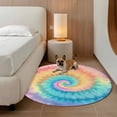 thumbnail image 3 of Colorful Tie Dye Large Round Rug 8 FT, Non Slip Living Room Area Carpet, Rainbow Ombre Abstract Pattern Art Washable Soft Circle Rug Non-Shedding Floor Carpet for Bedroom Office Dining Room, 3 of 9